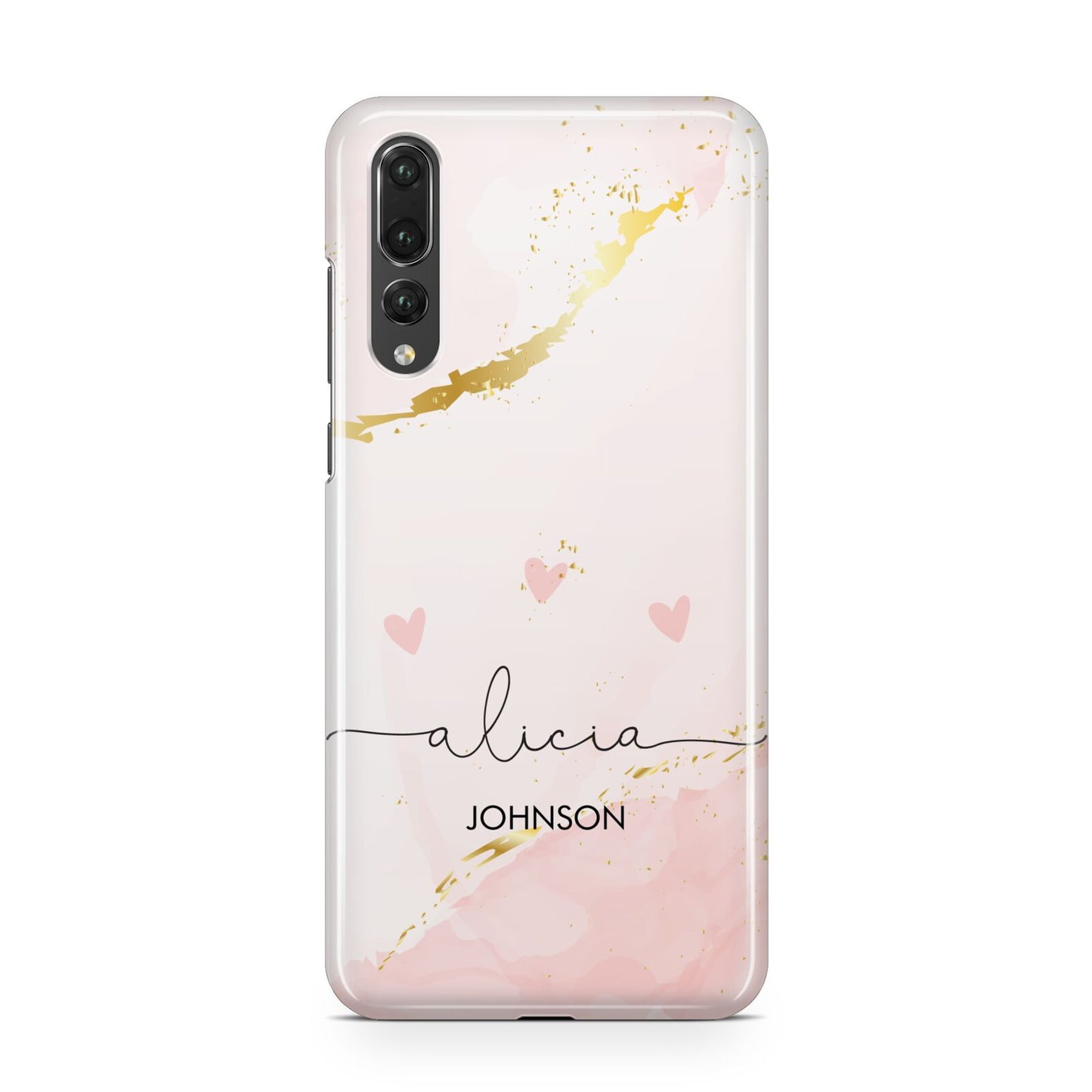 Personalised Pink Gold Marble Names Huawei P20 Pro Phone Case