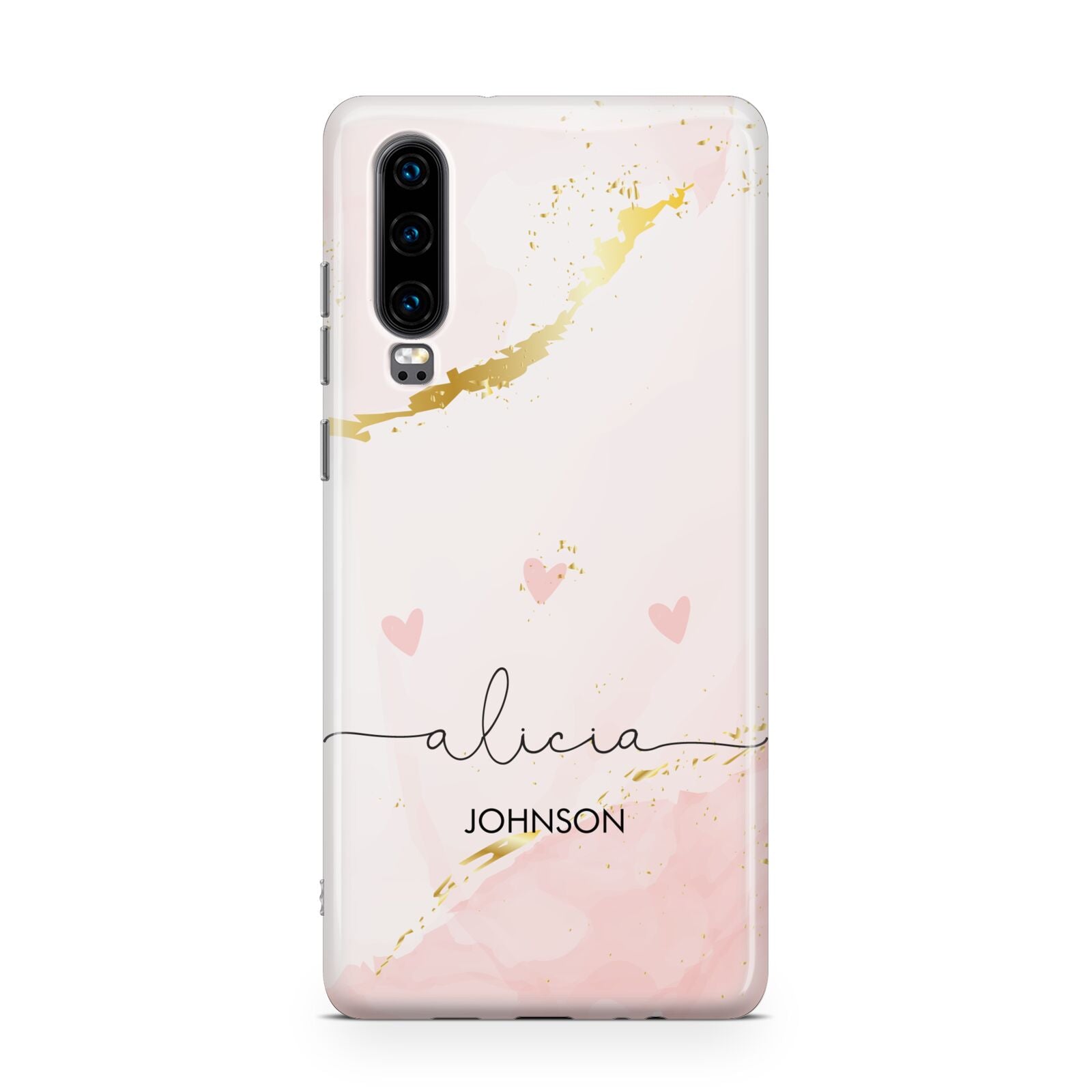 Personalised Pink Gold Marble Names Huawei P30 Phone Case