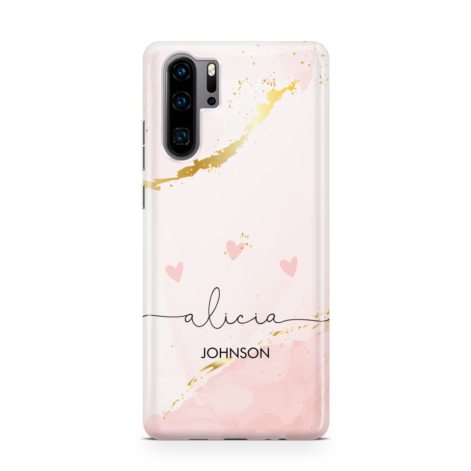 Personalised Pink Gold Marble Names Huawei P30 Pro Phone Case