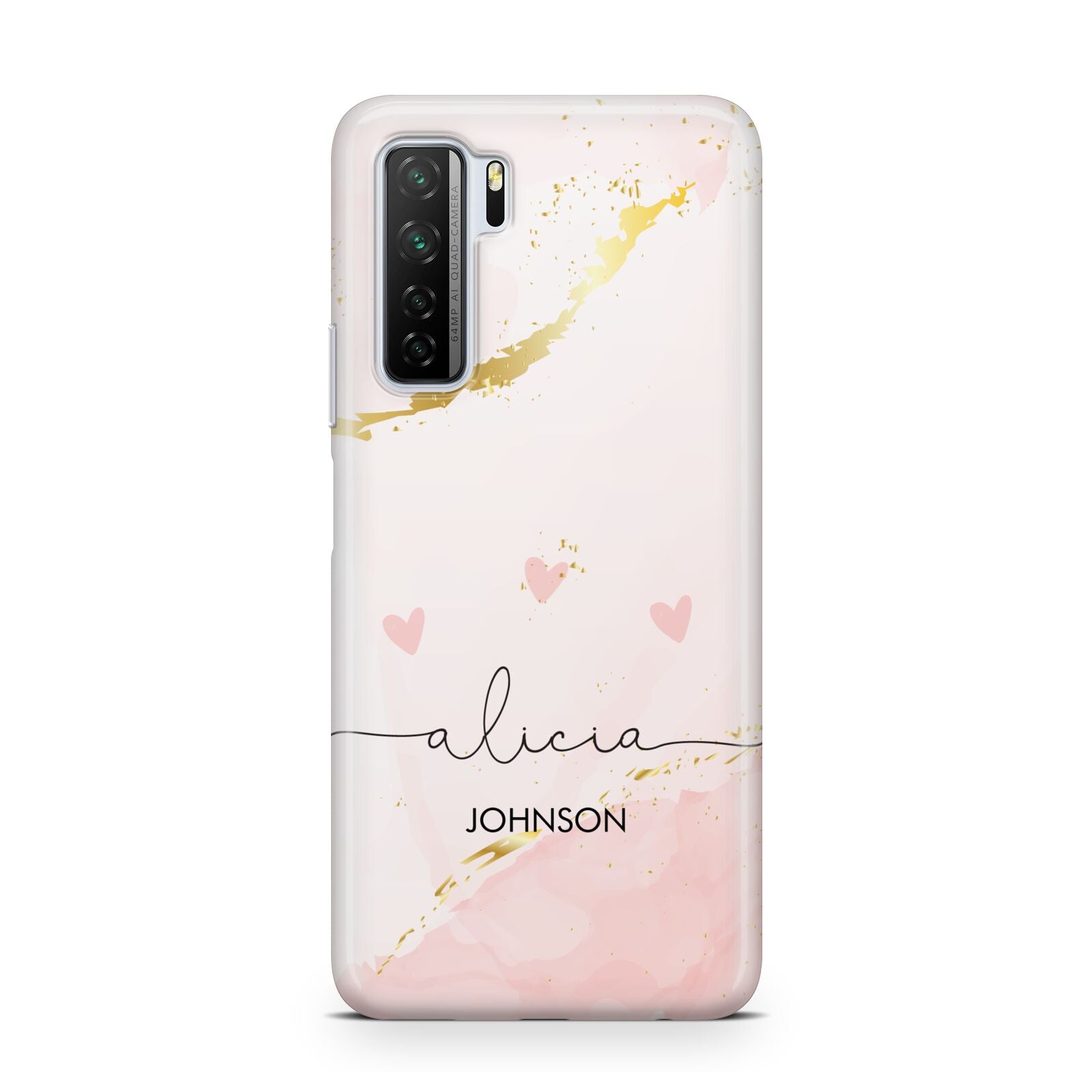 Personalised Pink Gold Marble Names Huawei P40 Lite 5G Phone Case