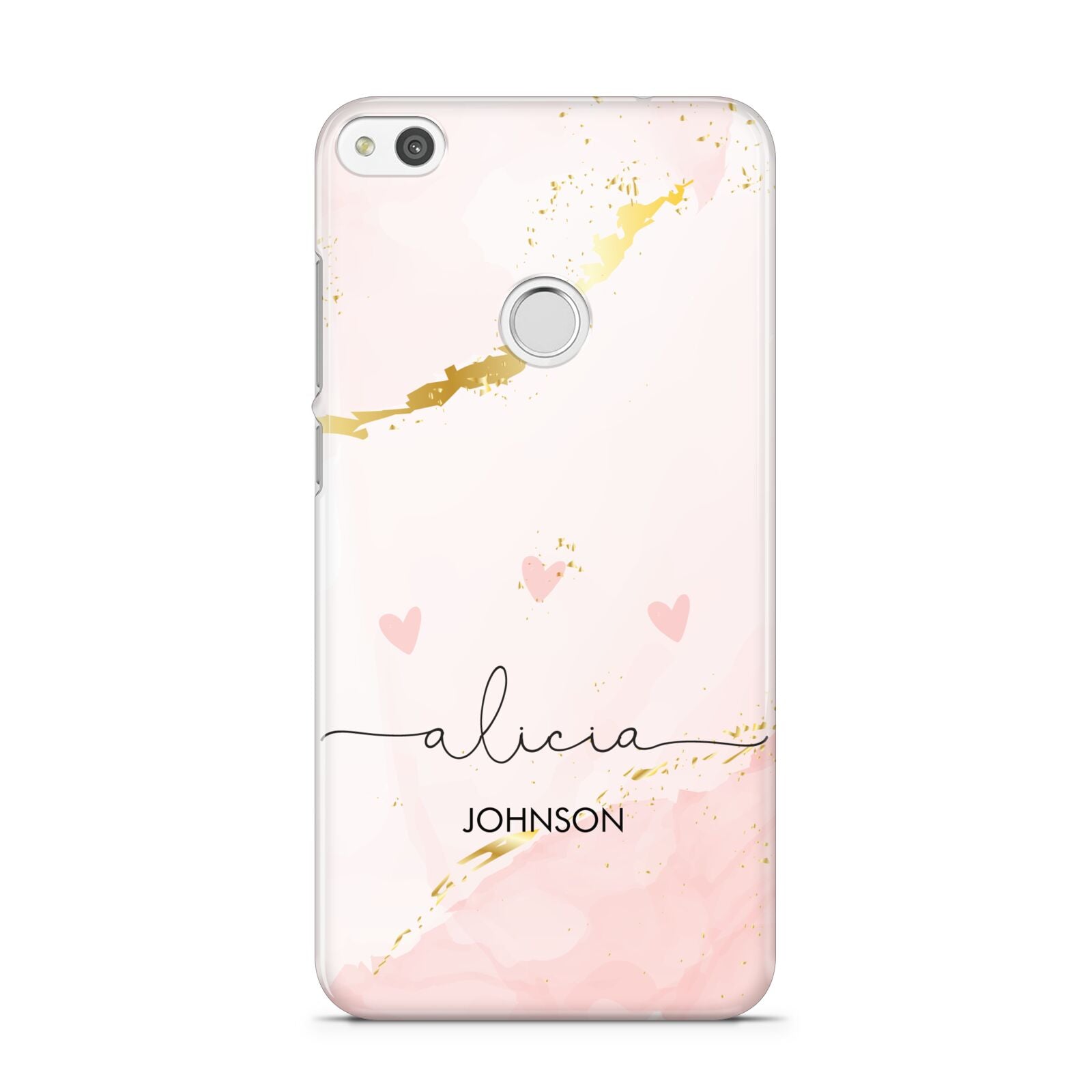 Personalised Pink Gold Marble Names Huawei P8 Lite Case