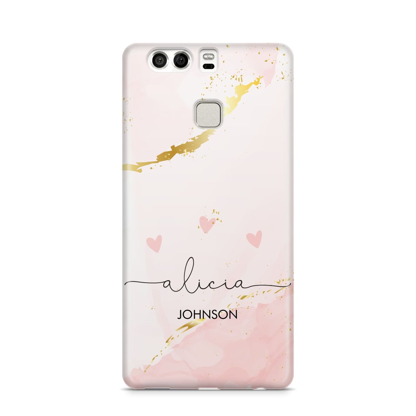 Personalised Pink Gold Marble Names Huawei P9 Case