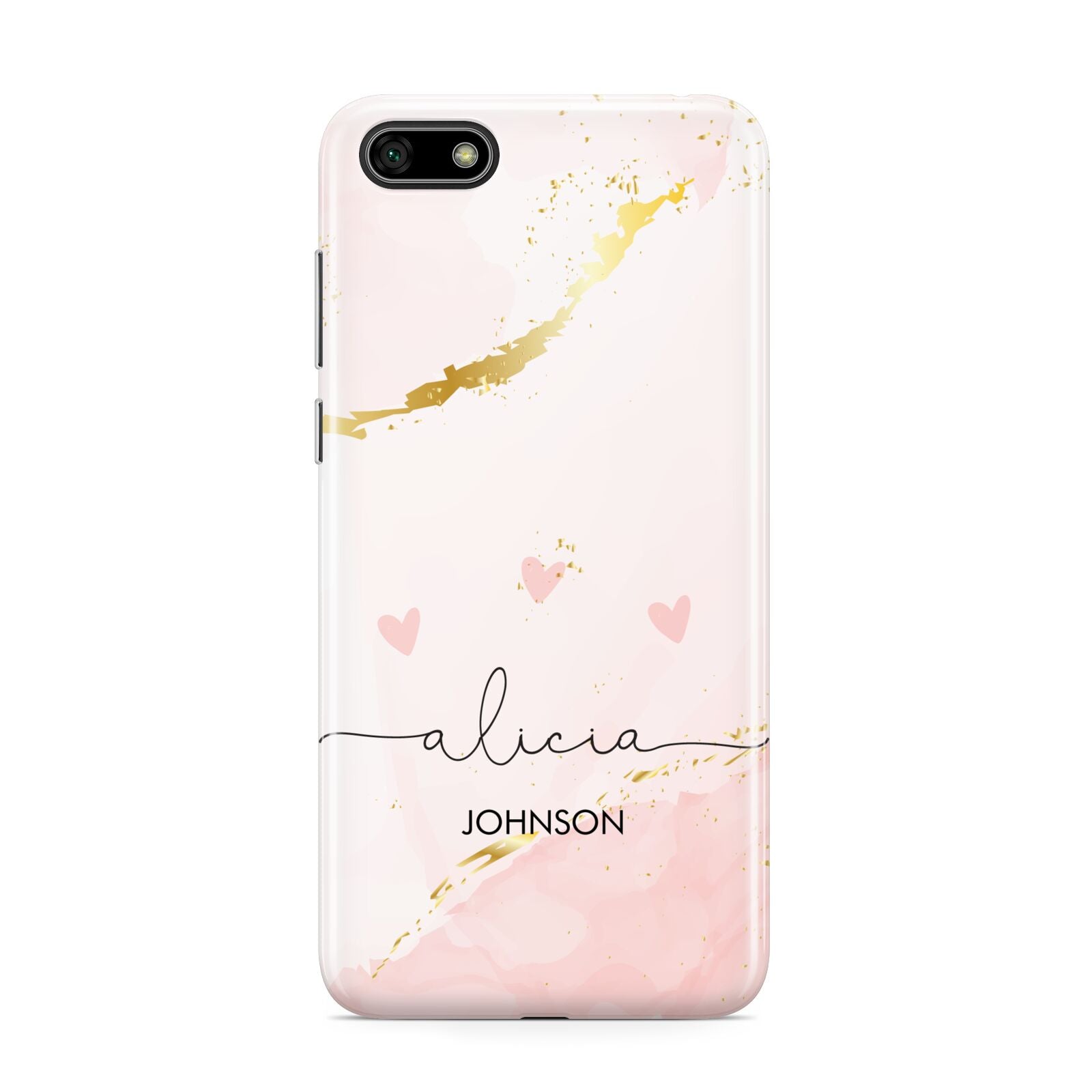 Personalised Pink Gold Marble Names Huawei Y5 Prime 2018 Phone Case