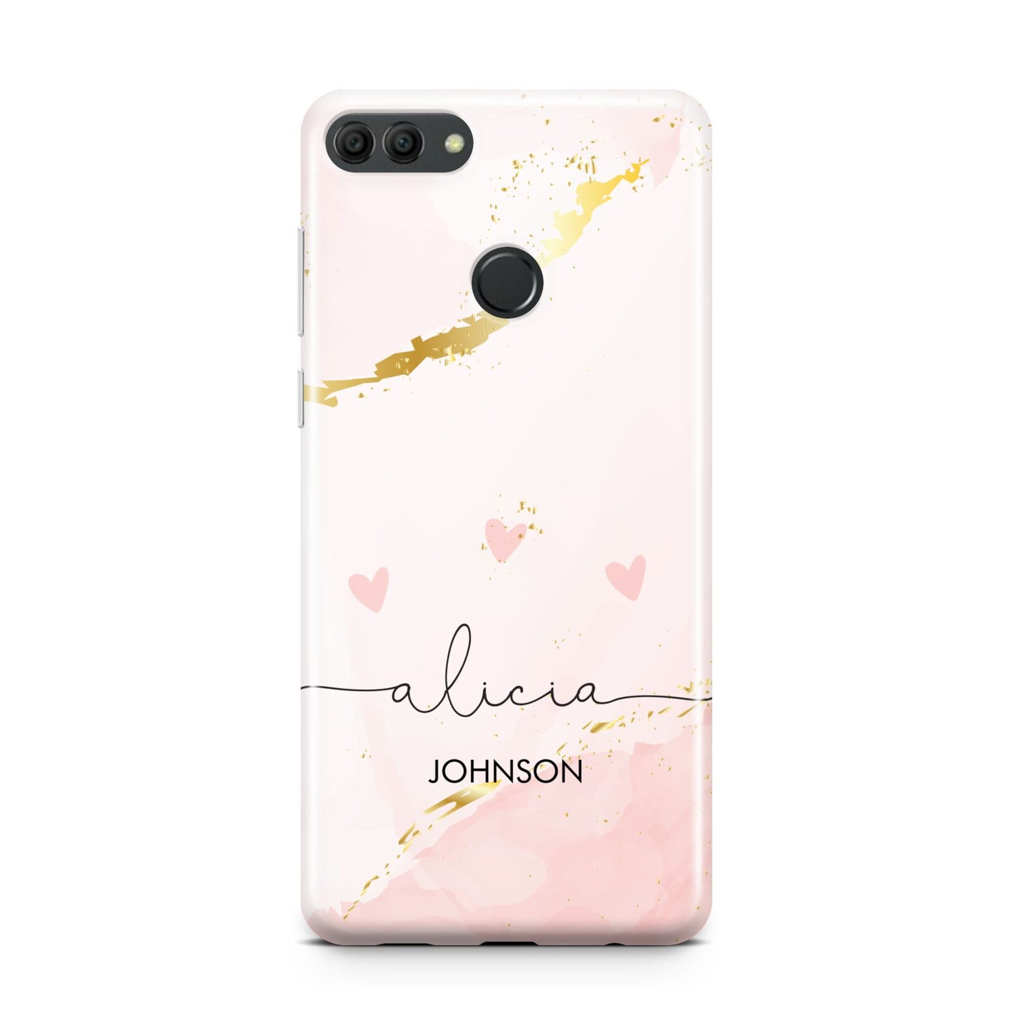 Personalised Pink Gold Marble Names Huawei Y9 2018