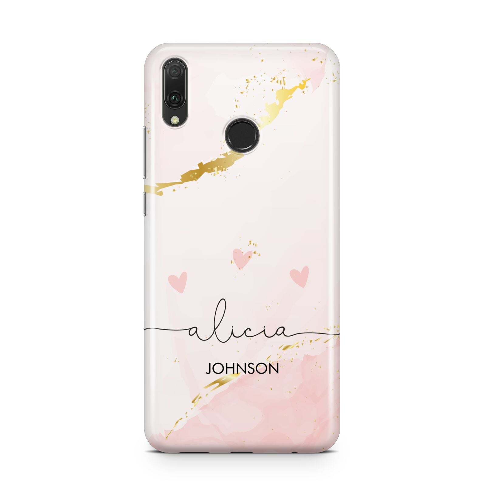 Personalised Pink Gold Marble Names Huawei Y9 2019