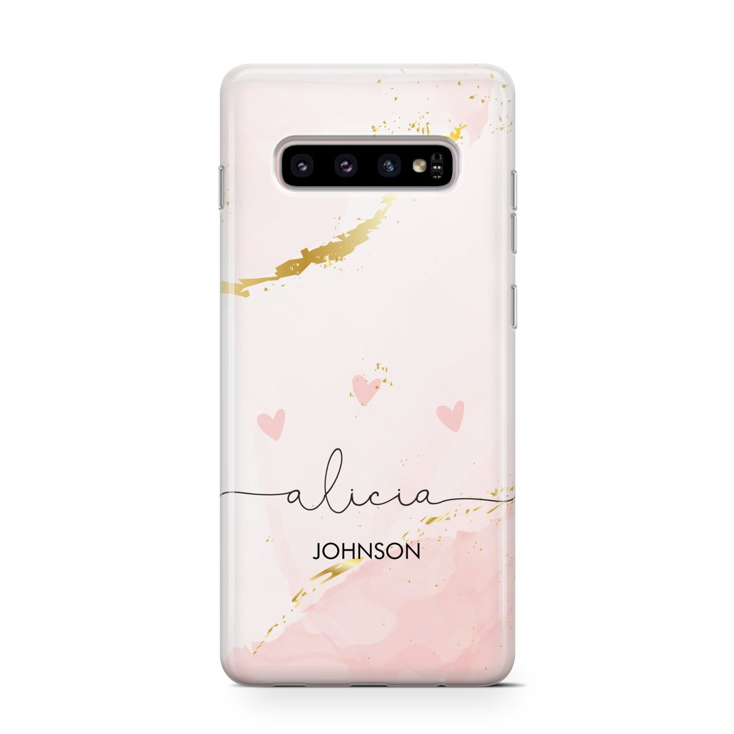 Personalised Pink Gold Marble Names Protective Samsung Galaxy Case