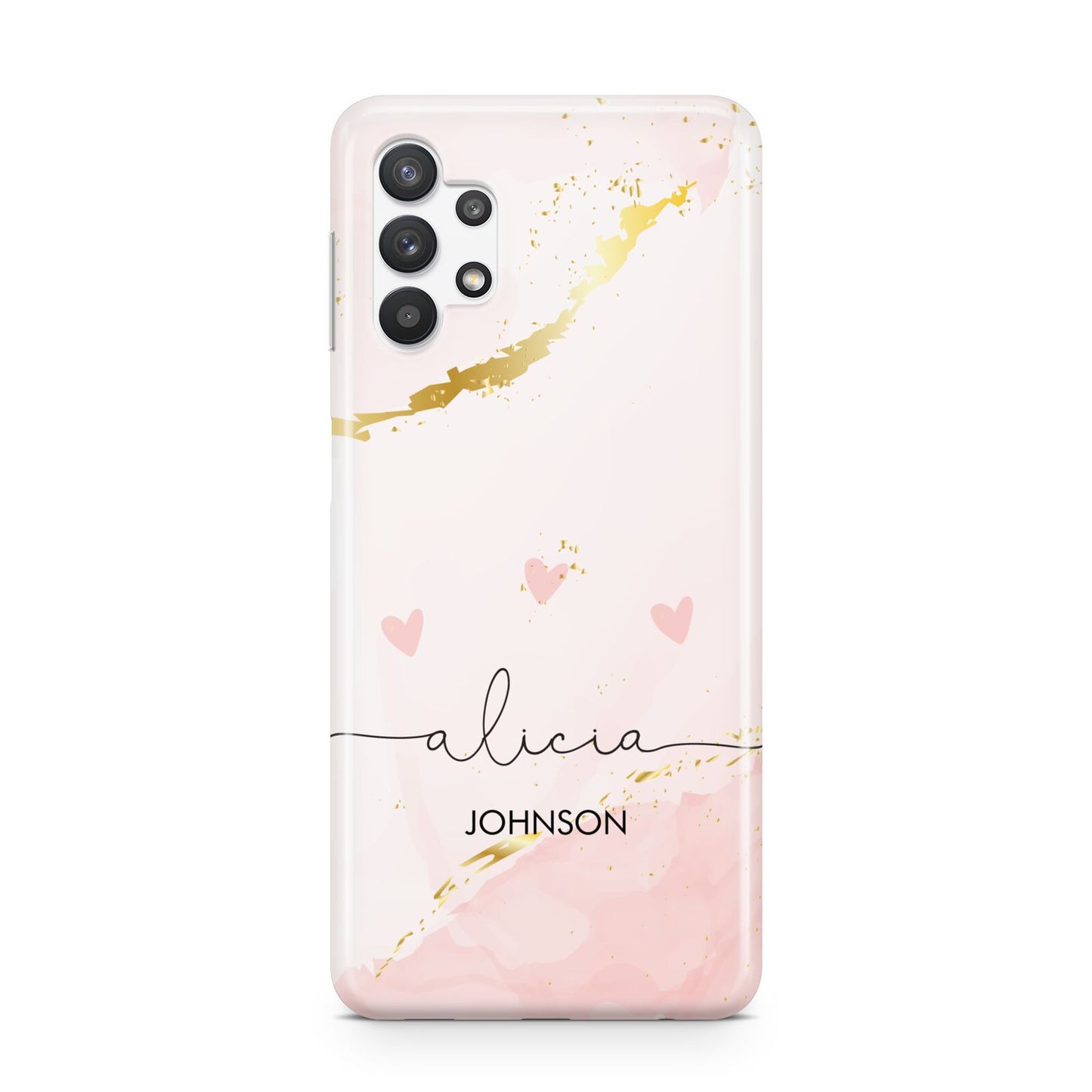 Personalised Pink Gold Marble Names Samsung A32 5G Case