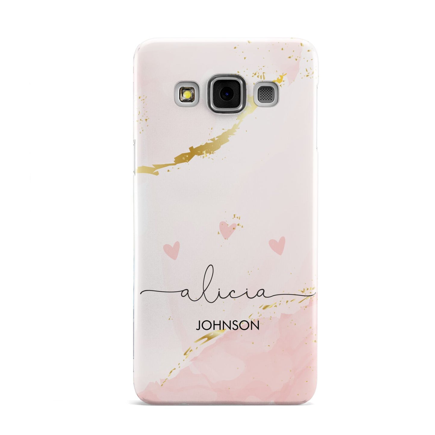 Personalised Pink Gold Marble Names Samsung Galaxy A3 Case