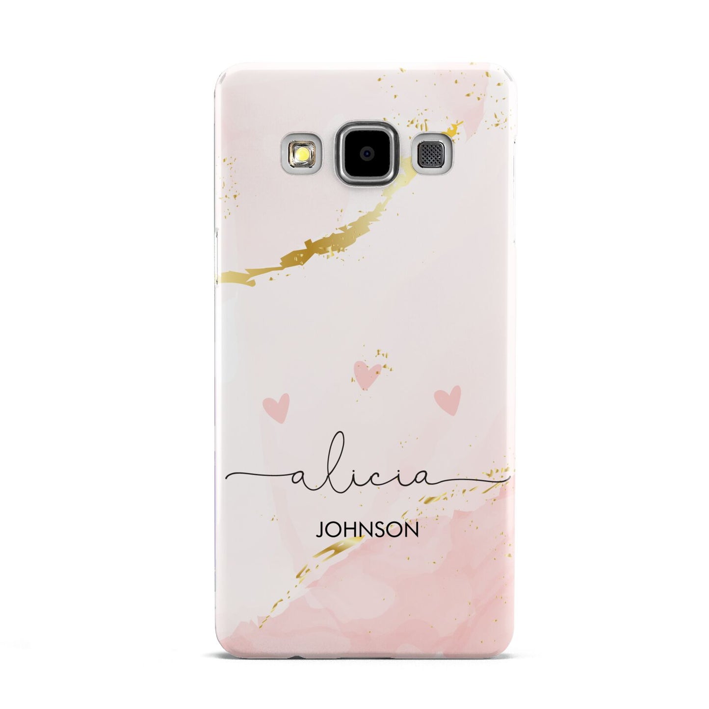 Personalised Pink Gold Marble Names Samsung Galaxy A5 Case