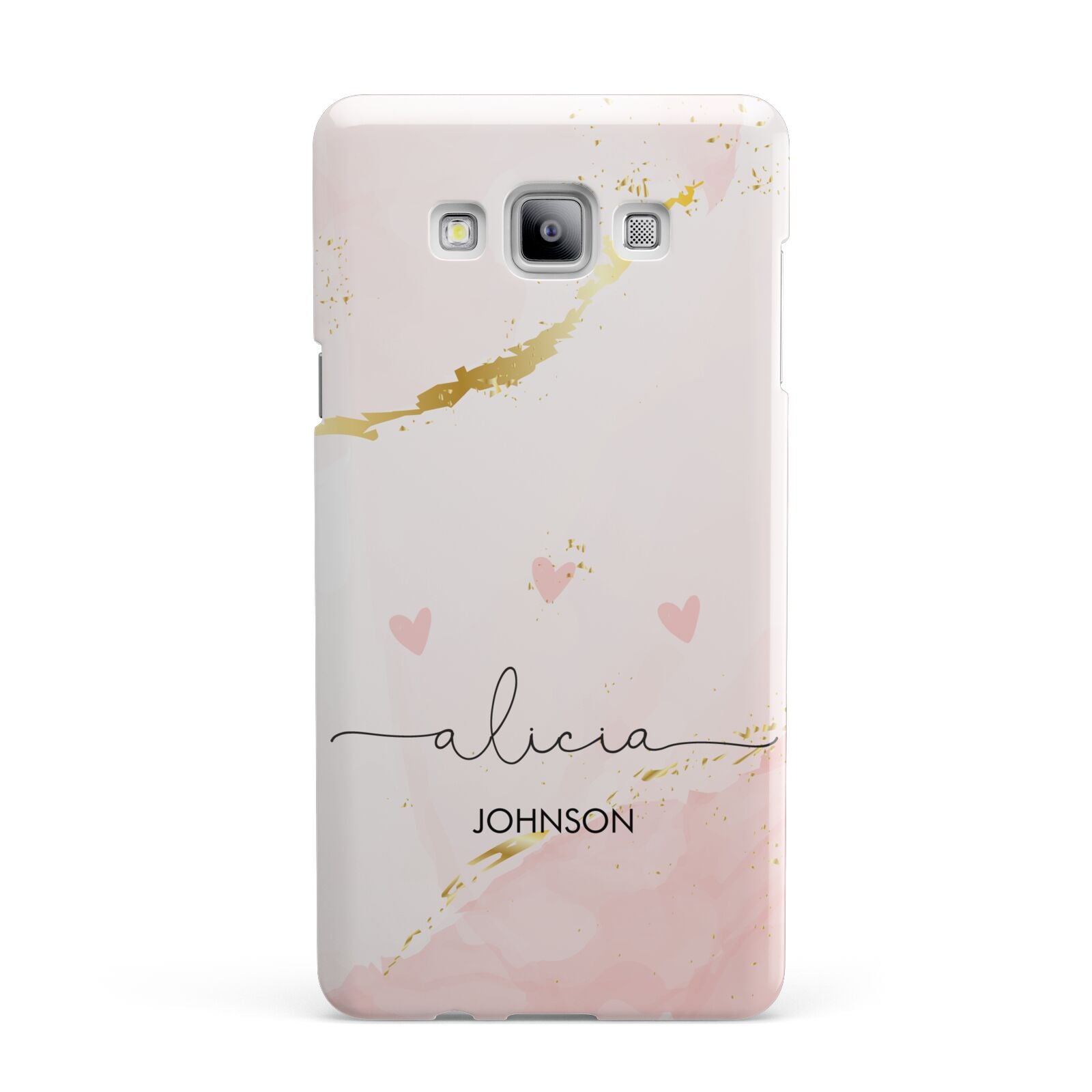 Personalised Pink Gold Marble Names Samsung Galaxy A7 2015 Case