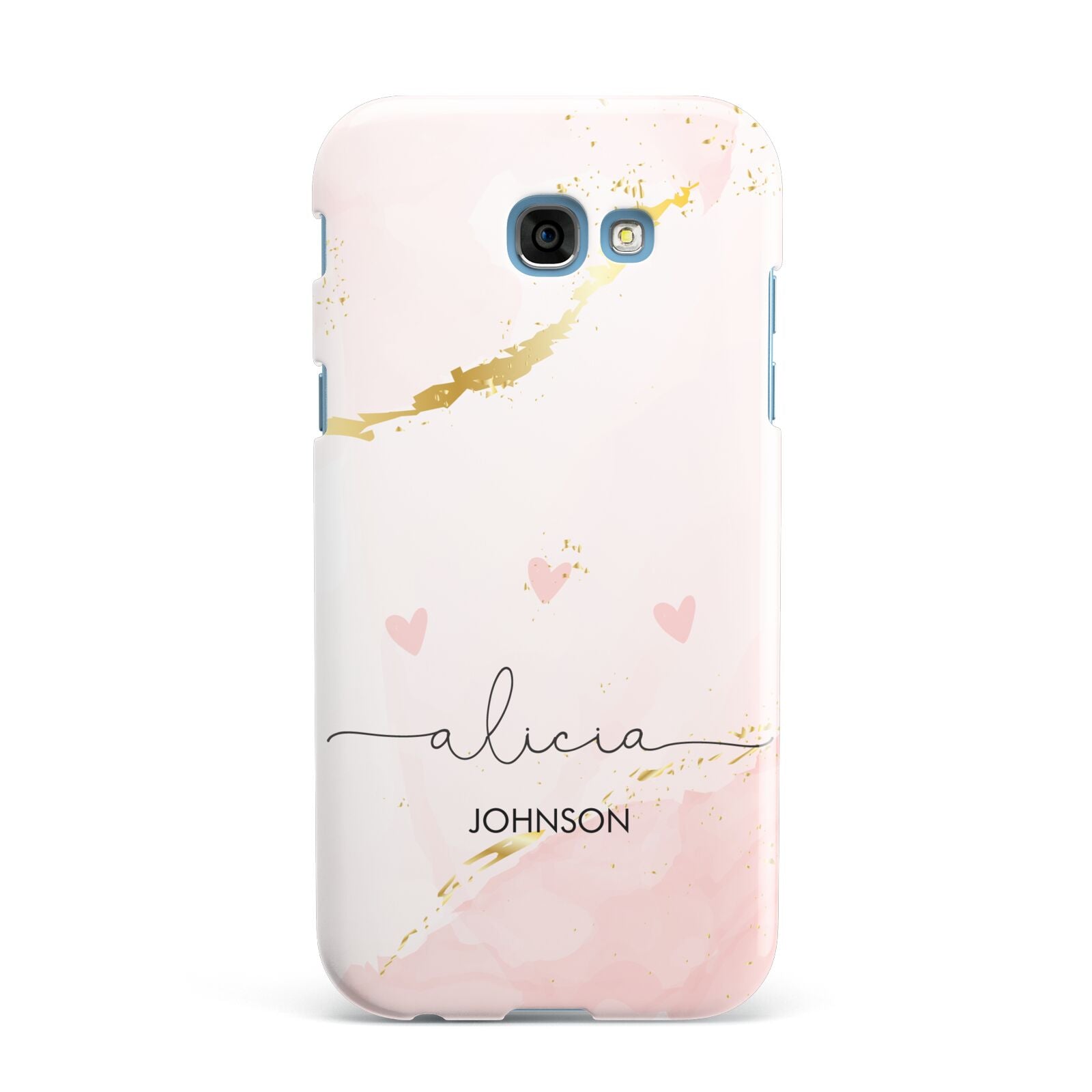 Personalised Pink Gold Marble Names Samsung Galaxy A7 2017 Case