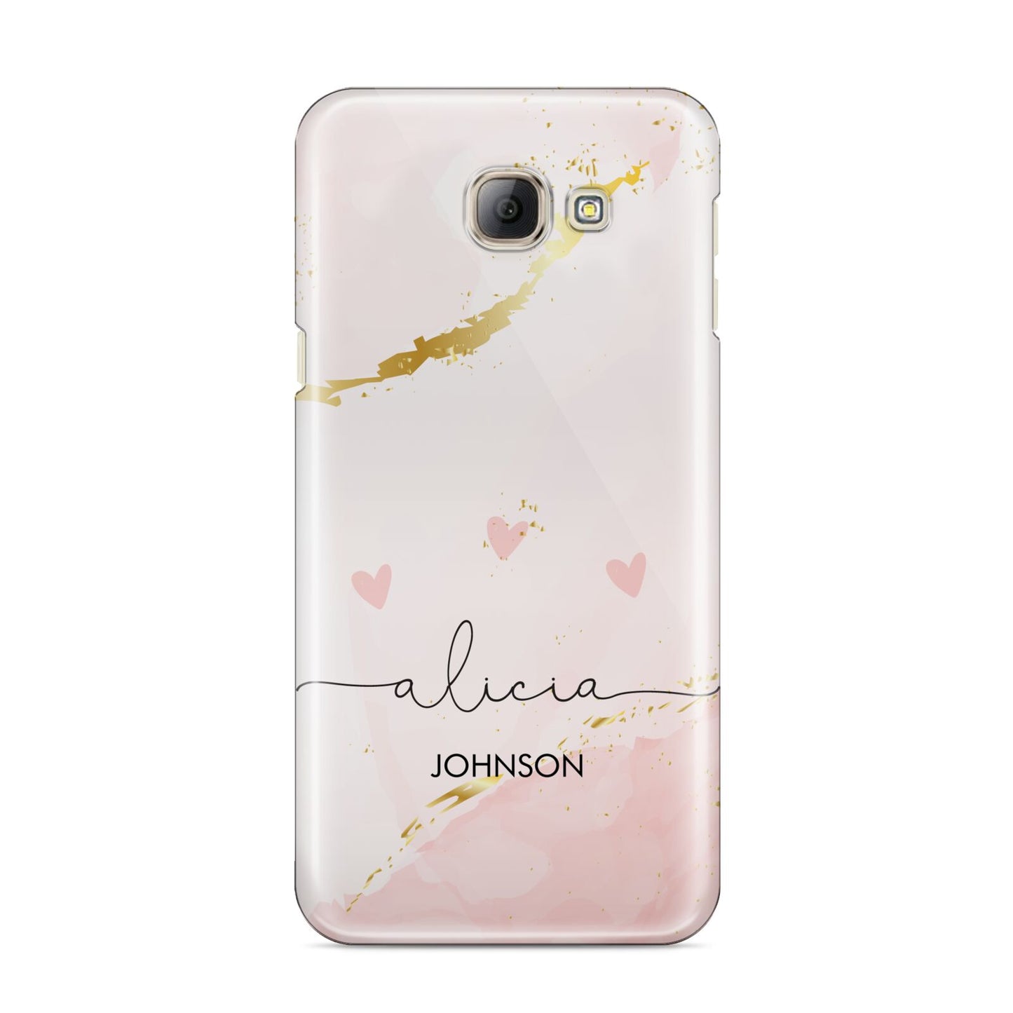 Personalised Pink Gold Marble Names Samsung Galaxy A8 2016 Case