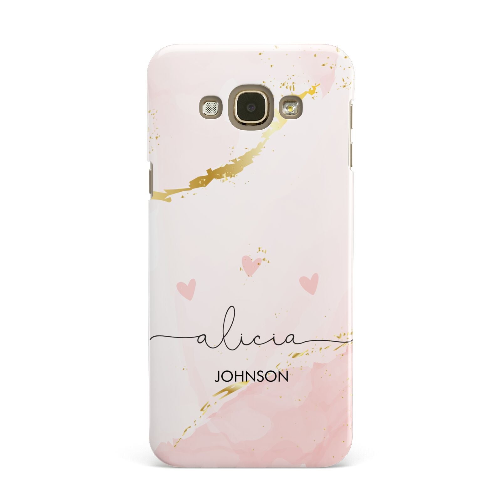 Personalised Pink Gold Marble Names Samsung Galaxy A8 Case