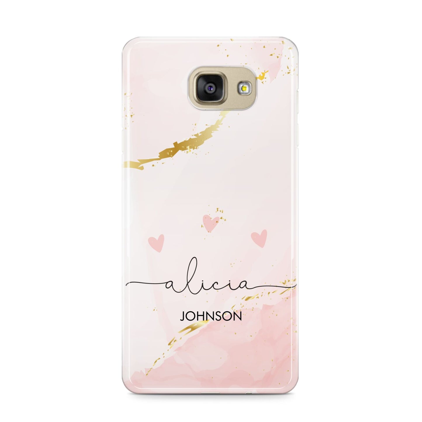 Personalised Pink Gold Marble Names Samsung Galaxy A9 2016 Case on gold phone