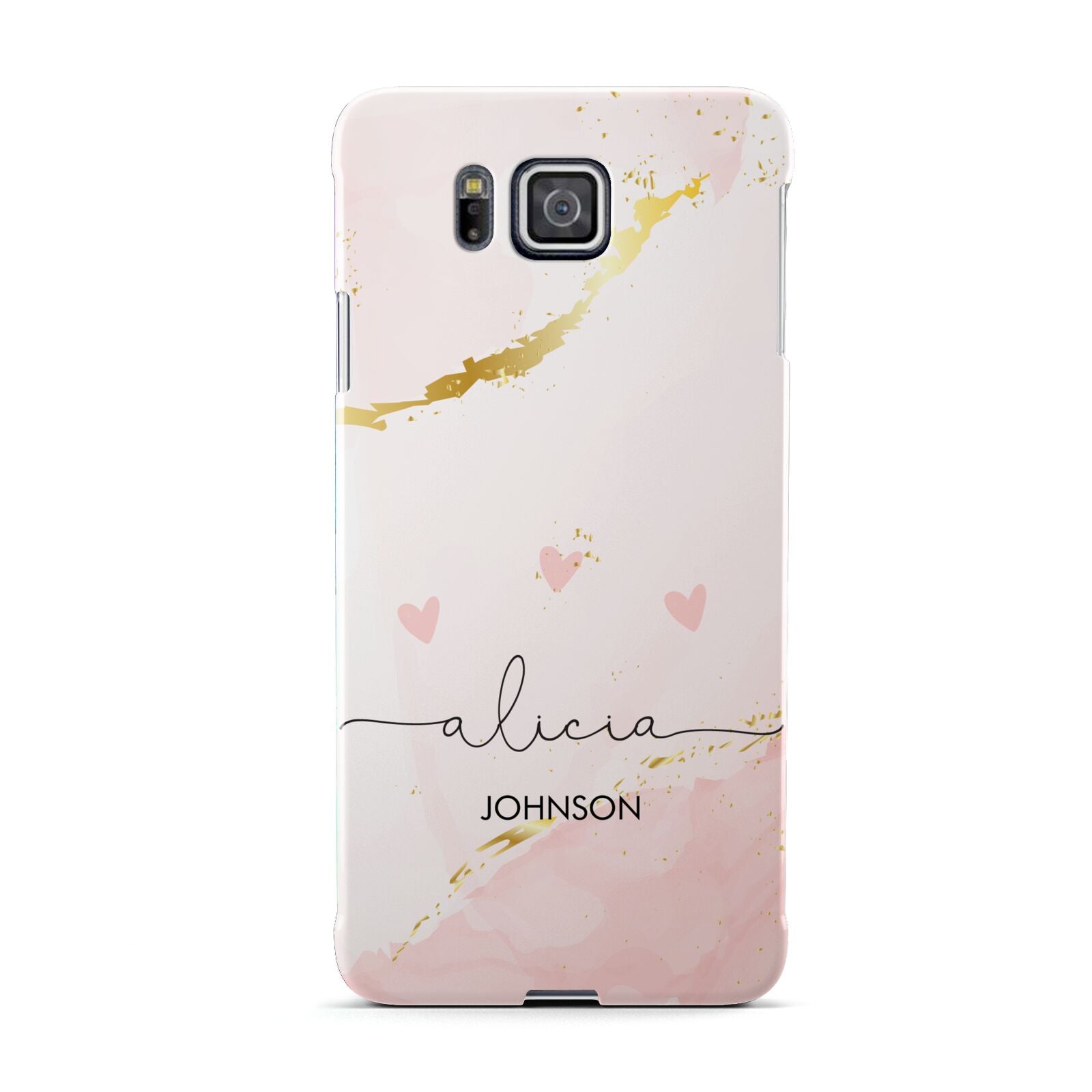 Personalised Pink Gold Marble Names Samsung Galaxy Alpha Case