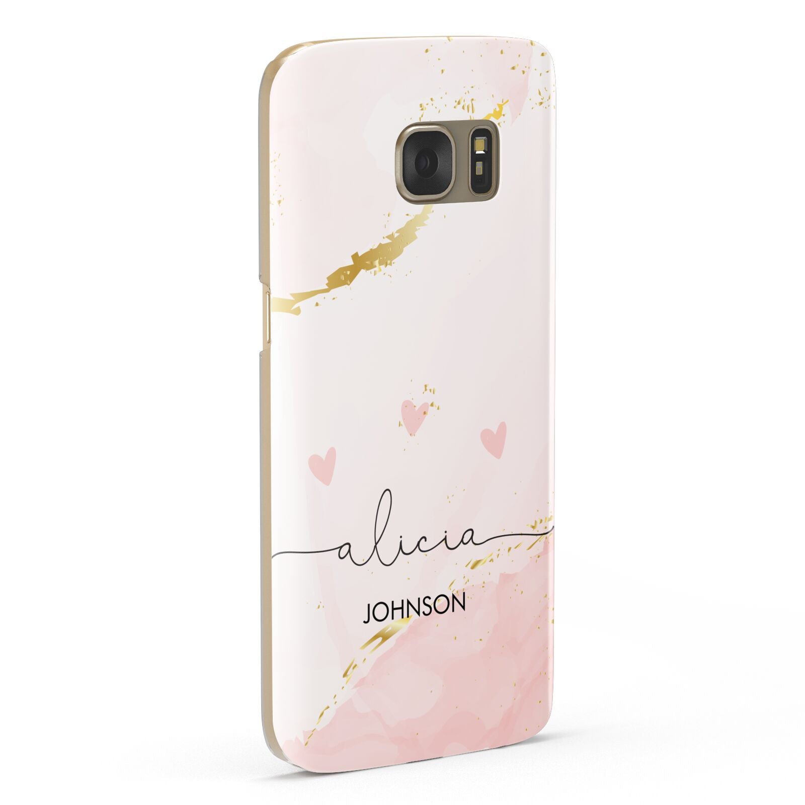 Personalised Pink Gold Marble Names Samsung Galaxy Case Fourty Five Degrees