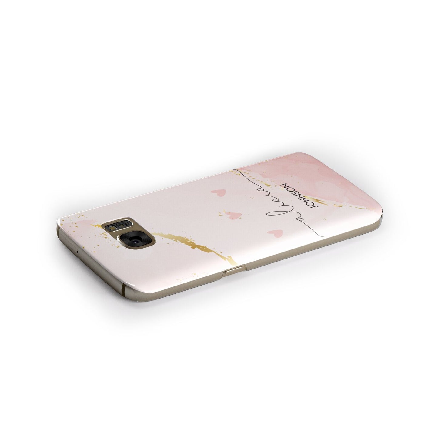 Personalised Pink Gold Marble Names Samsung Galaxy Case Side Close Up