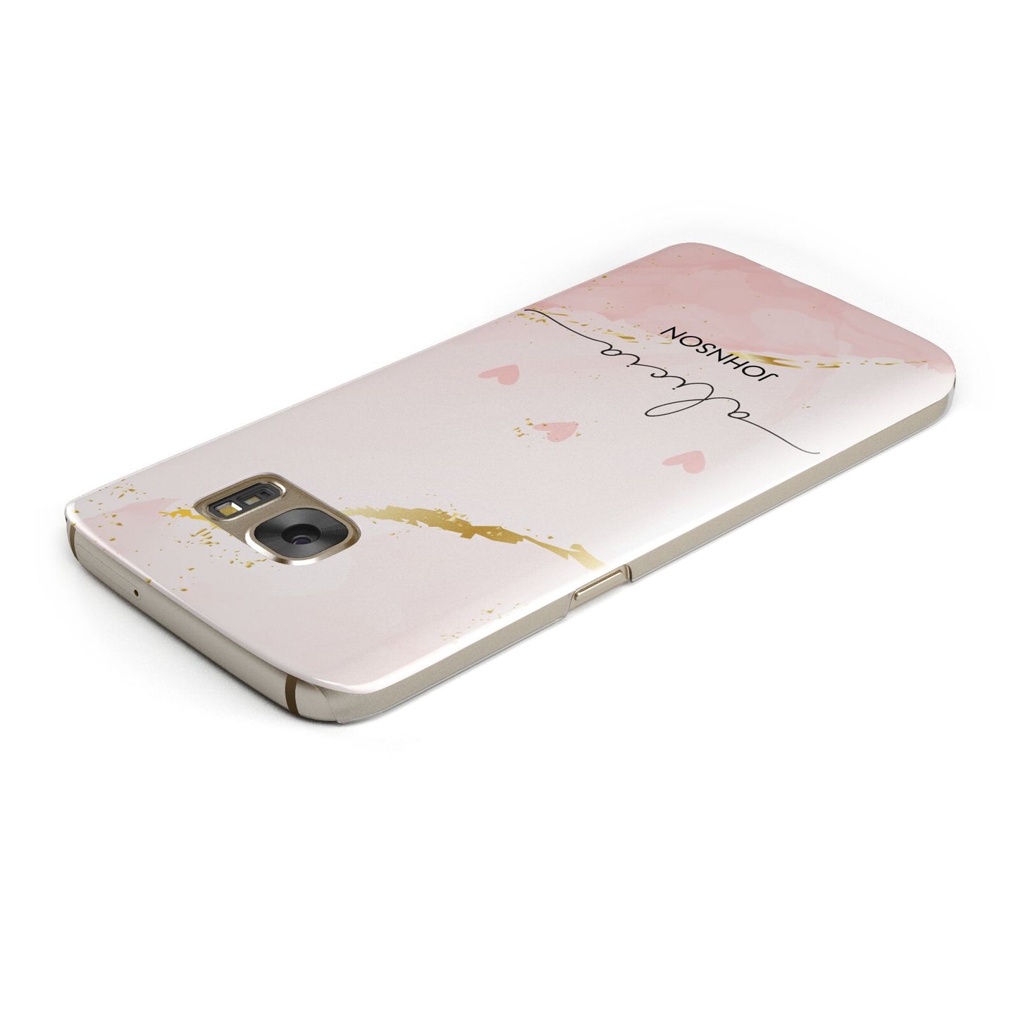 Personalised Pink Gold Marble Names Samsung Galaxy Case Top Cutout