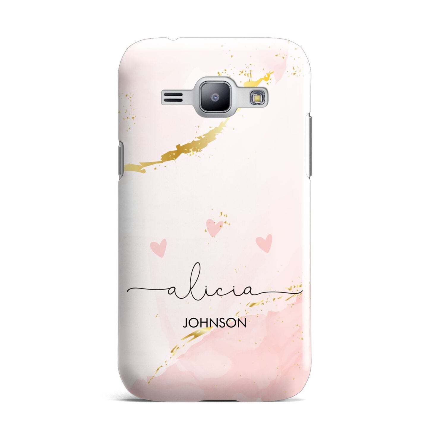 Personalised Pink Gold Marble Names Samsung Galaxy J1 2015 Case