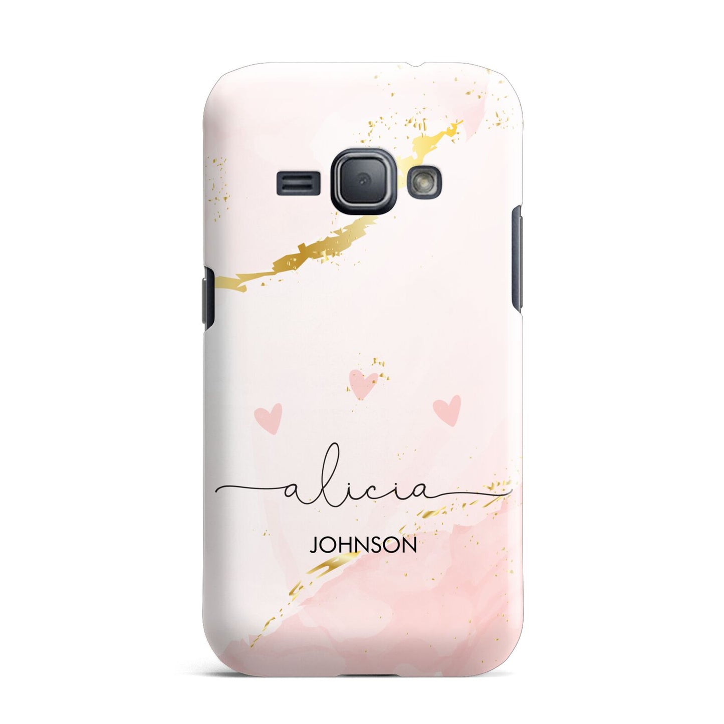 Personalised Pink Gold Marble Names Samsung Galaxy J1 2016 Case