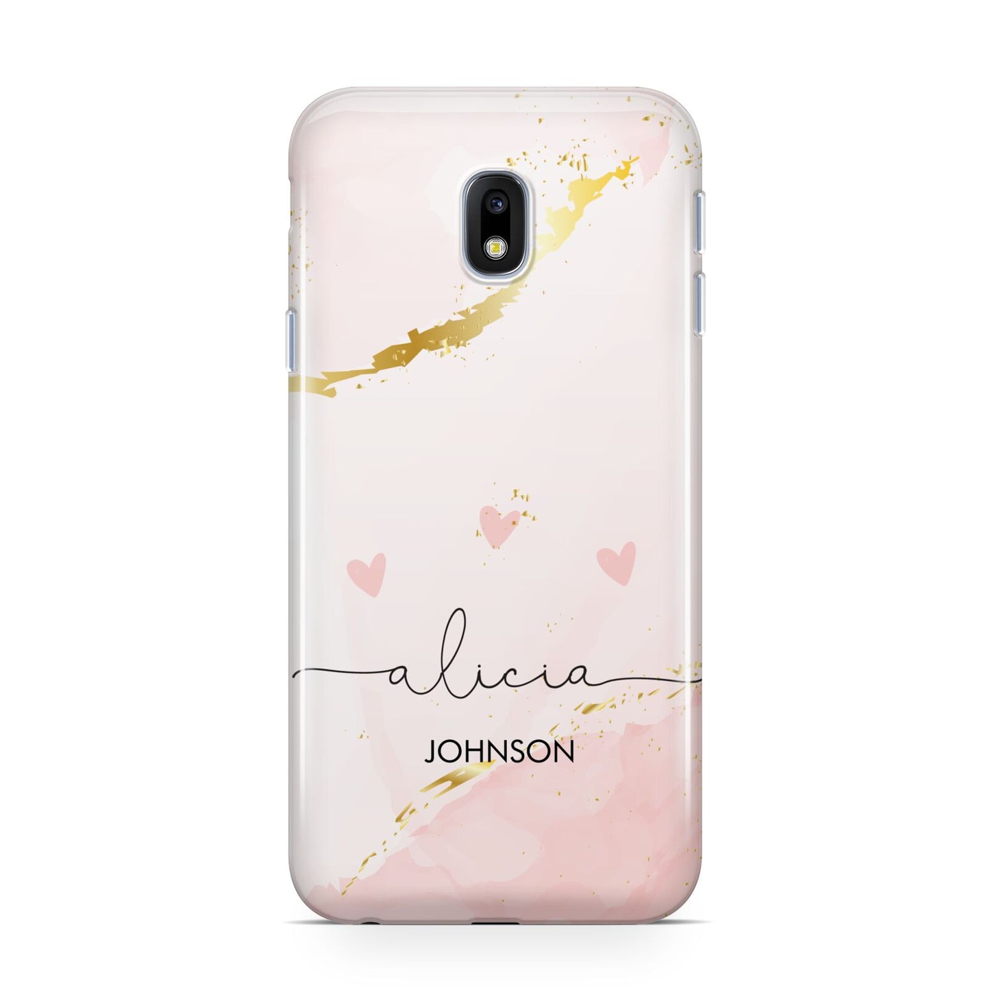 Personalised Pink Gold Marble Names Samsung Galaxy J3 2017 Case