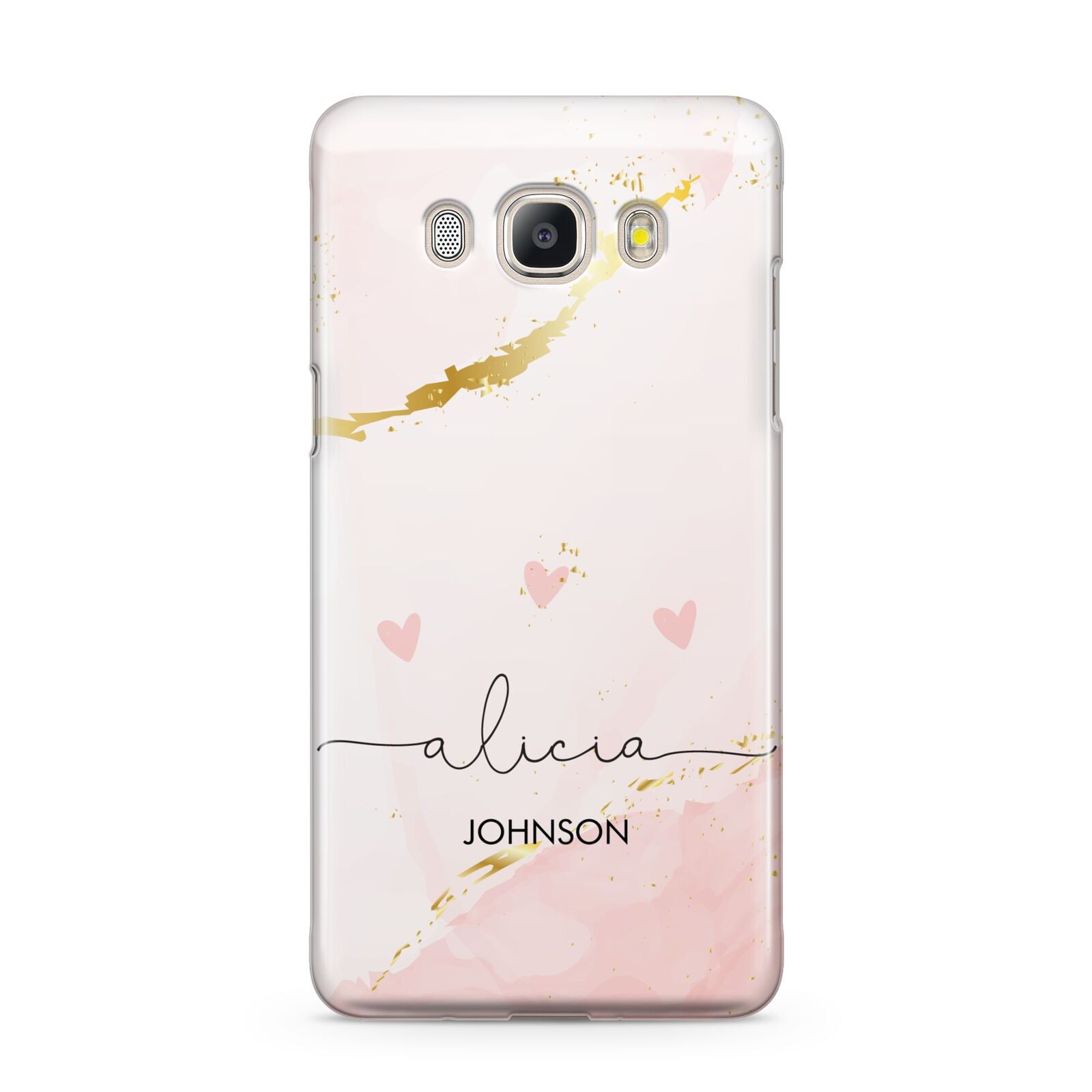 Personalised Pink Gold Marble Names Samsung Galaxy J5 2016 Case