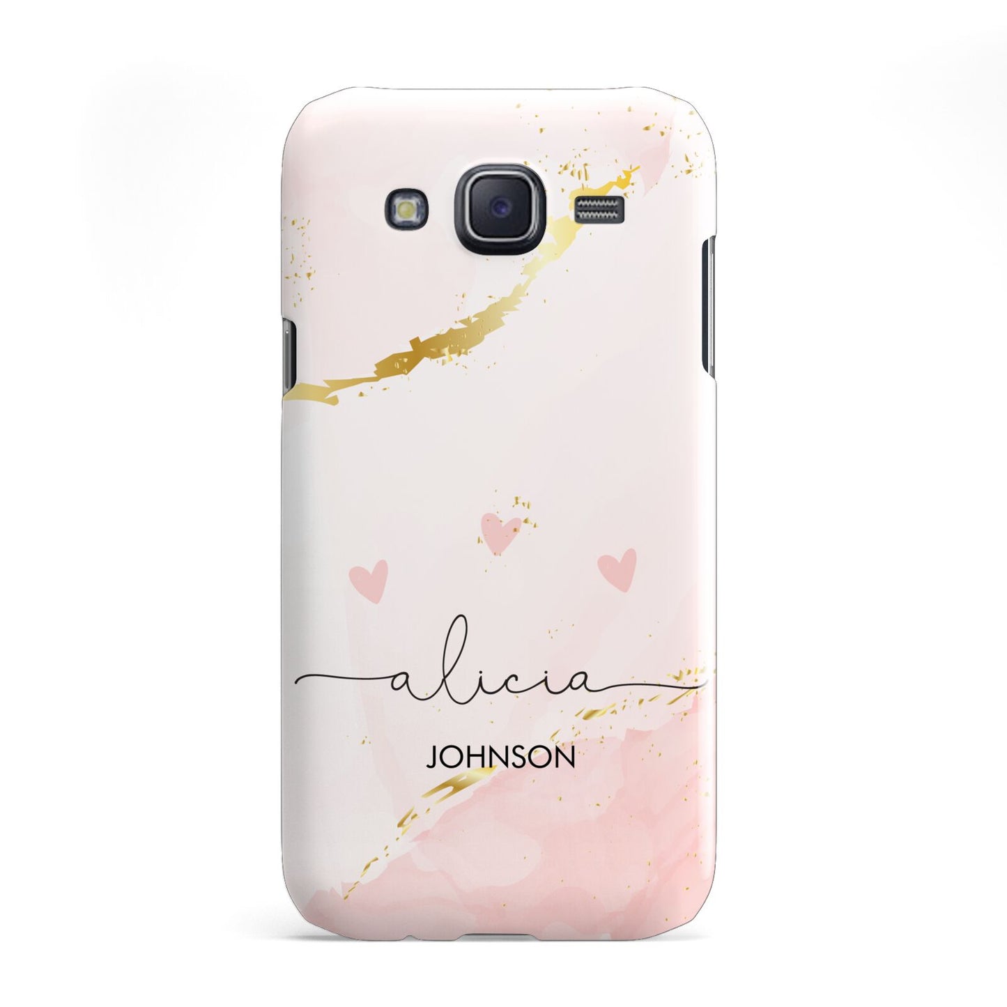 Personalised Pink Gold Marble Names Samsung Galaxy J5 Case