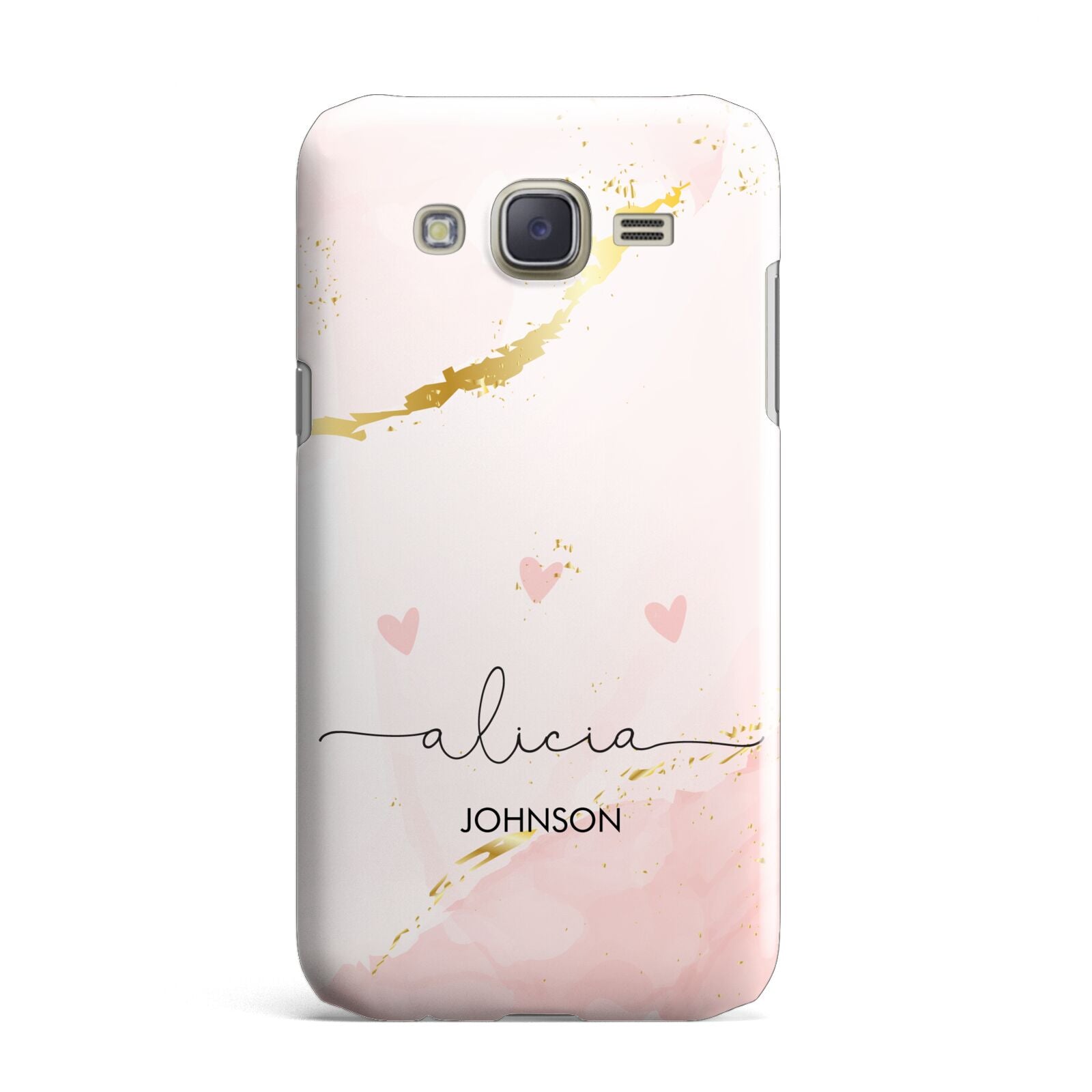 Personalised Pink Gold Marble Names Samsung Galaxy J7 Case