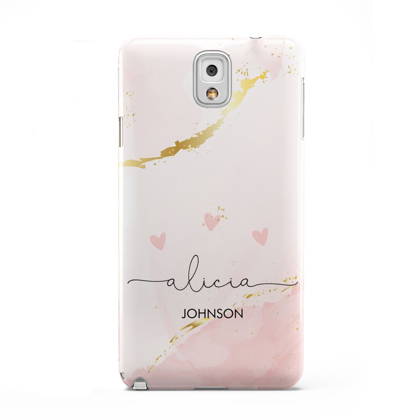 Personalised Pink Gold Marble Names Samsung Galaxy Note 3 Case