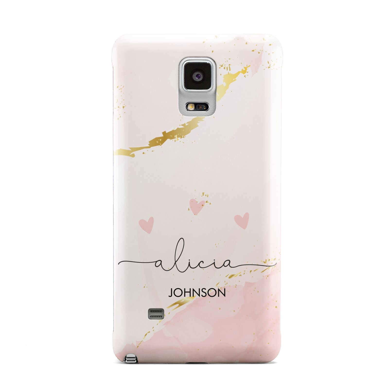 Personalised Pink Gold Marble Names Samsung Galaxy Note 4 Case