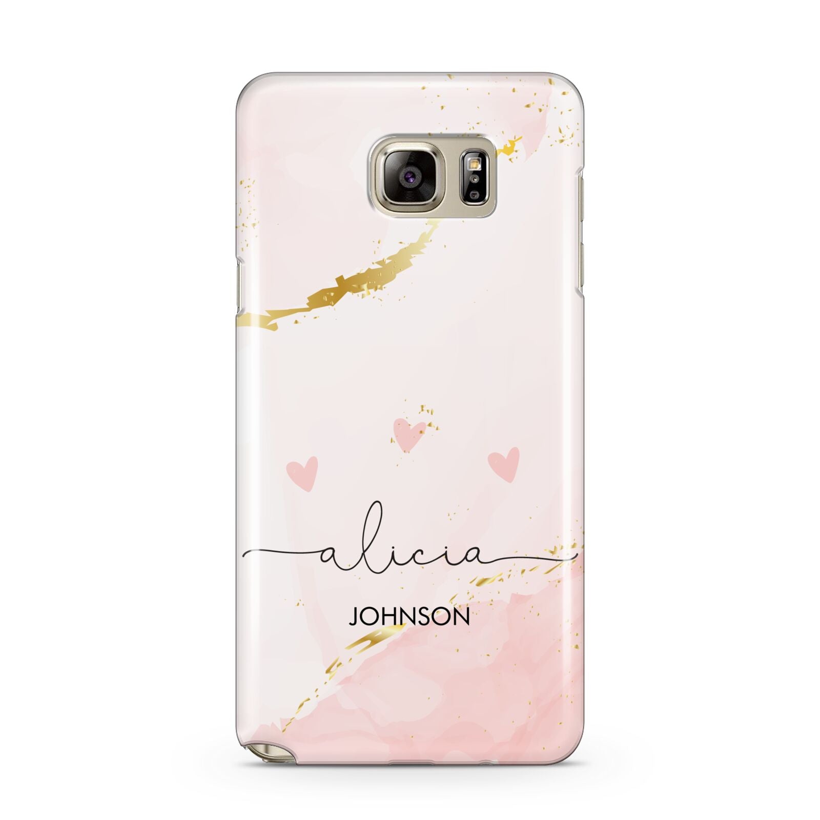 Personalised Pink Gold Marble Names Samsung Galaxy Note 5 Case