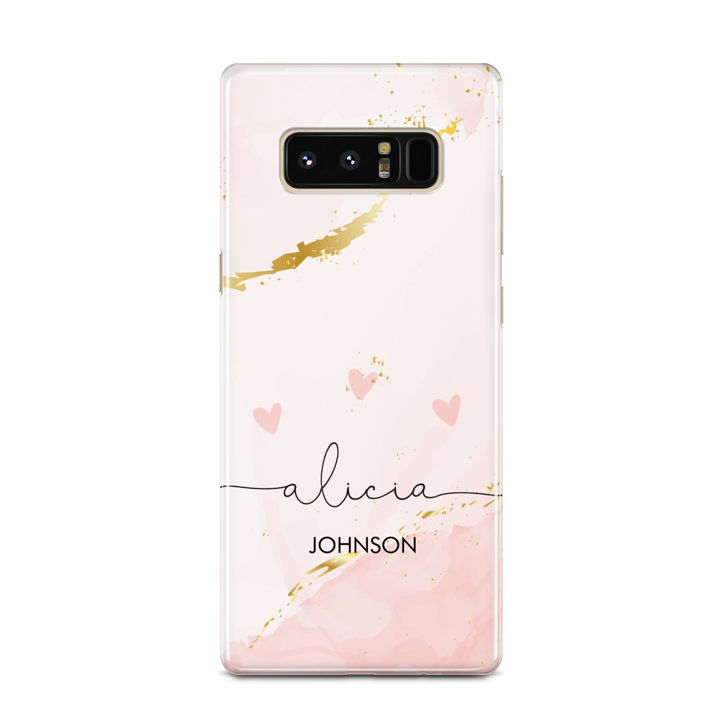 Personalised Pink Gold Marble Names Samsung Galaxy Note 8 Case