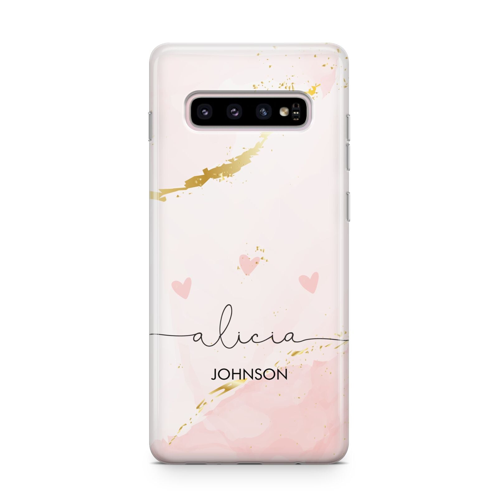 Personalised Pink Gold Marble Names Samsung Galaxy S10 Plus Case