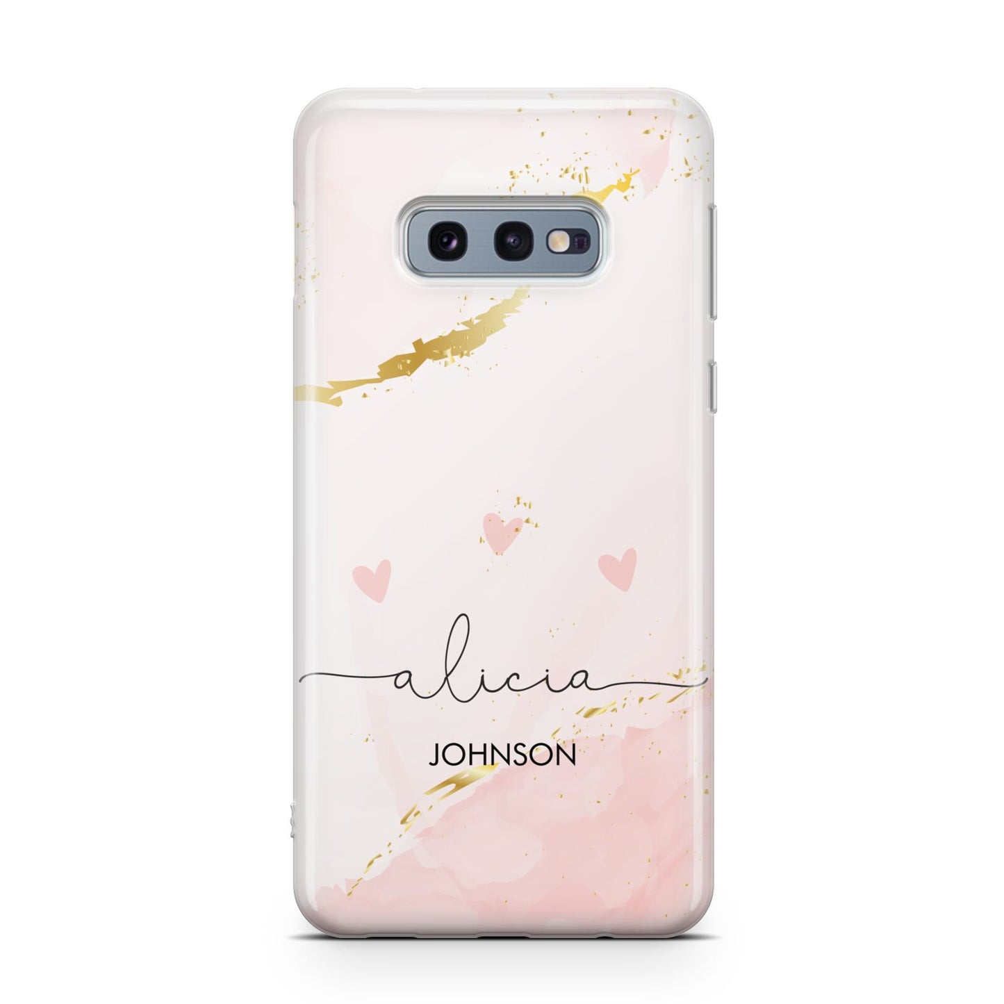 Personalised Pink Gold Marble Names Samsung Galaxy S10E Case