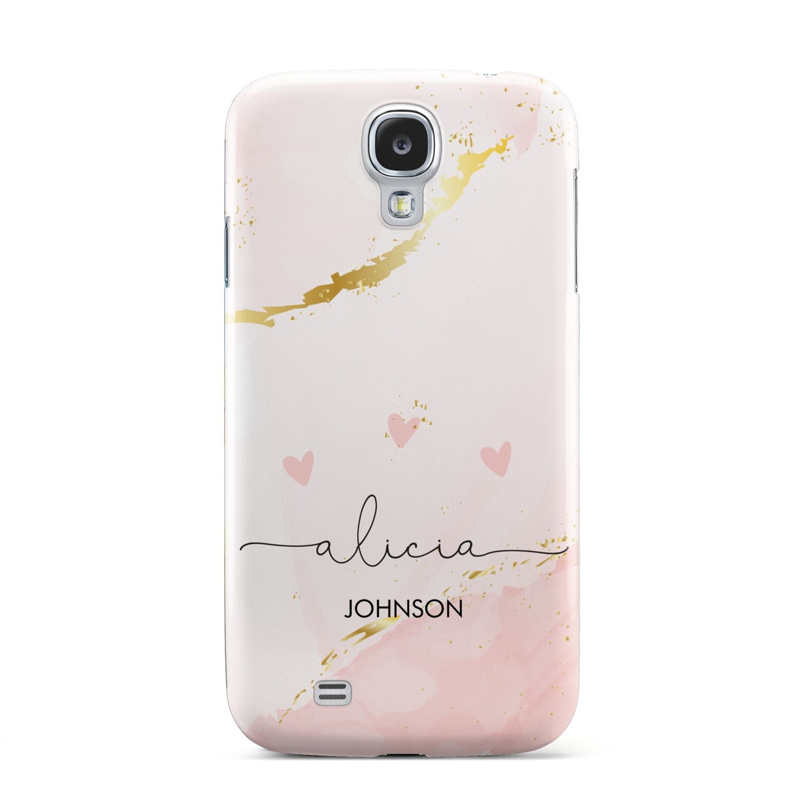 Personalised Pink Gold Marble Names Samsung Galaxy S4 Case