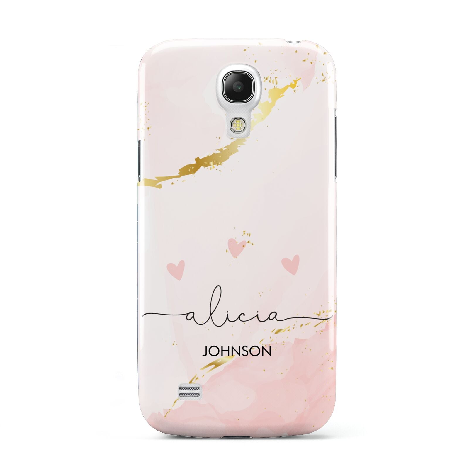 Personalised Pink Gold Marble Names Samsung Galaxy S4 Mini Case