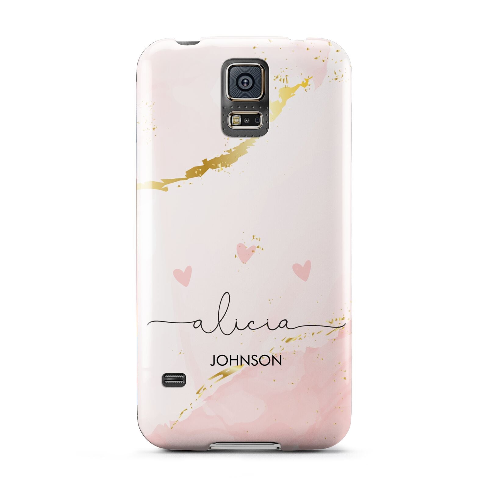 Personalised Pink Gold Marble Names Samsung Galaxy S5 Case