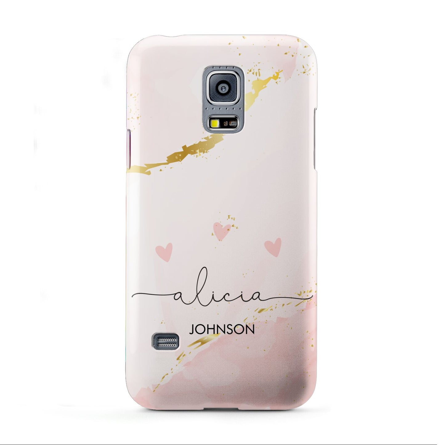 Personalised Pink Gold Marble Names Samsung Galaxy S5 Mini Case