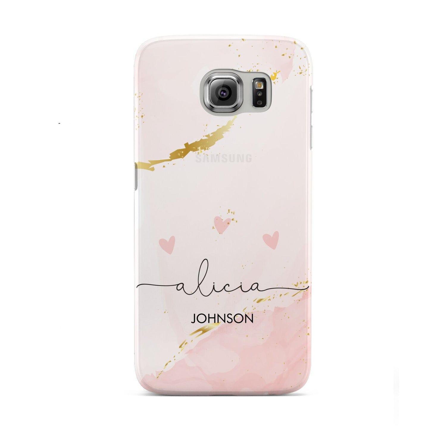 Personalised Pink Gold Marble Names Samsung Galaxy S6 Case