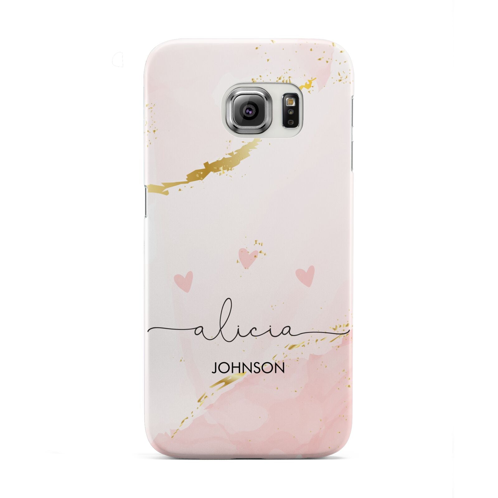 Personalised Pink Gold Marble Names Samsung Galaxy S6 Edge Case