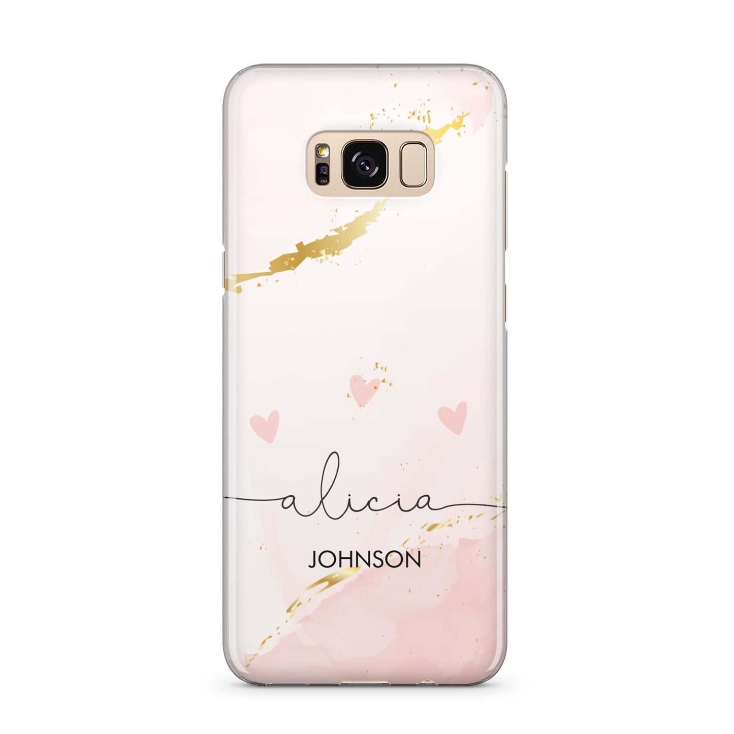 Personalised Pink Gold Marble Names Samsung Galaxy S8 Plus Case