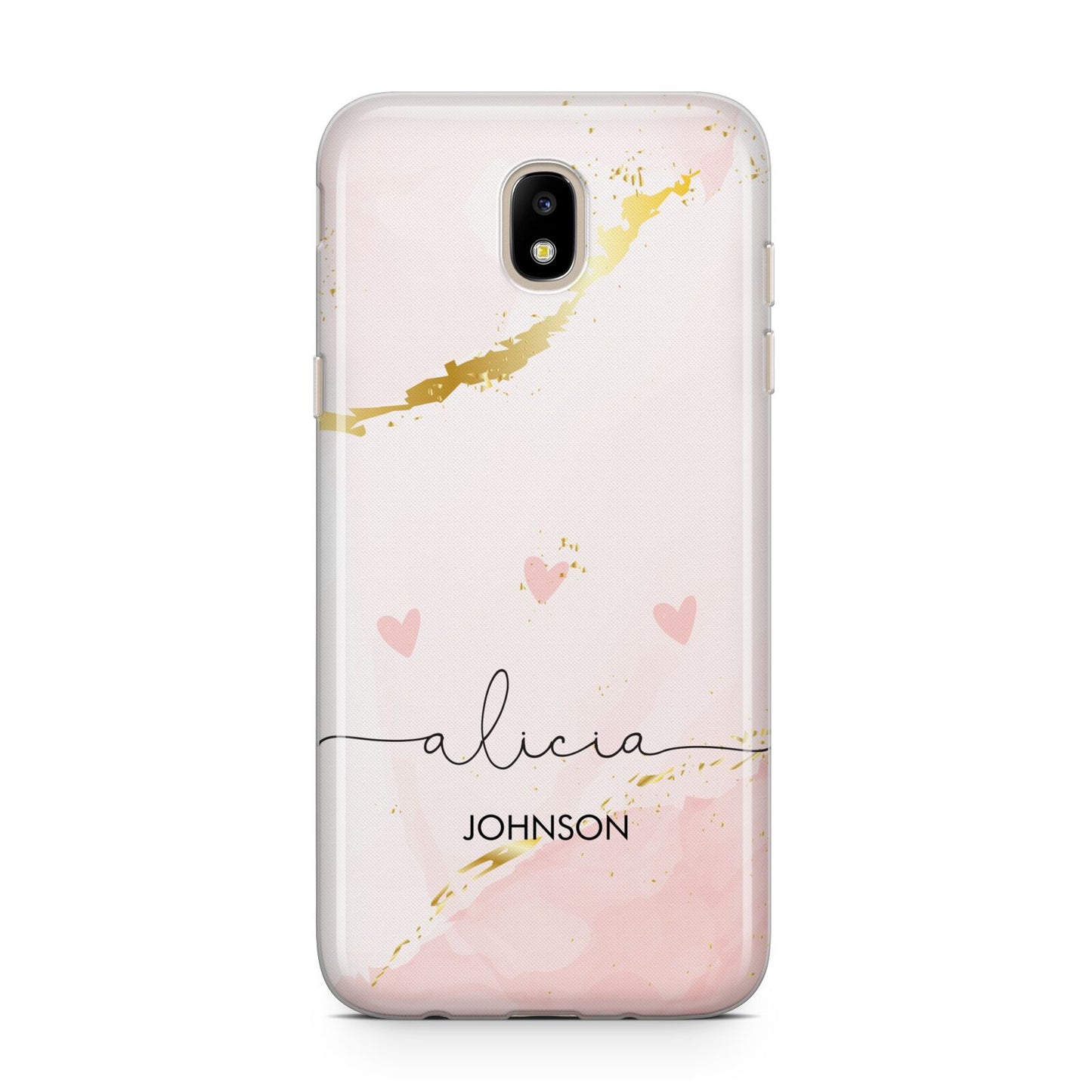 Personalised Pink Gold Marble Names Samsung J5 2017 Case