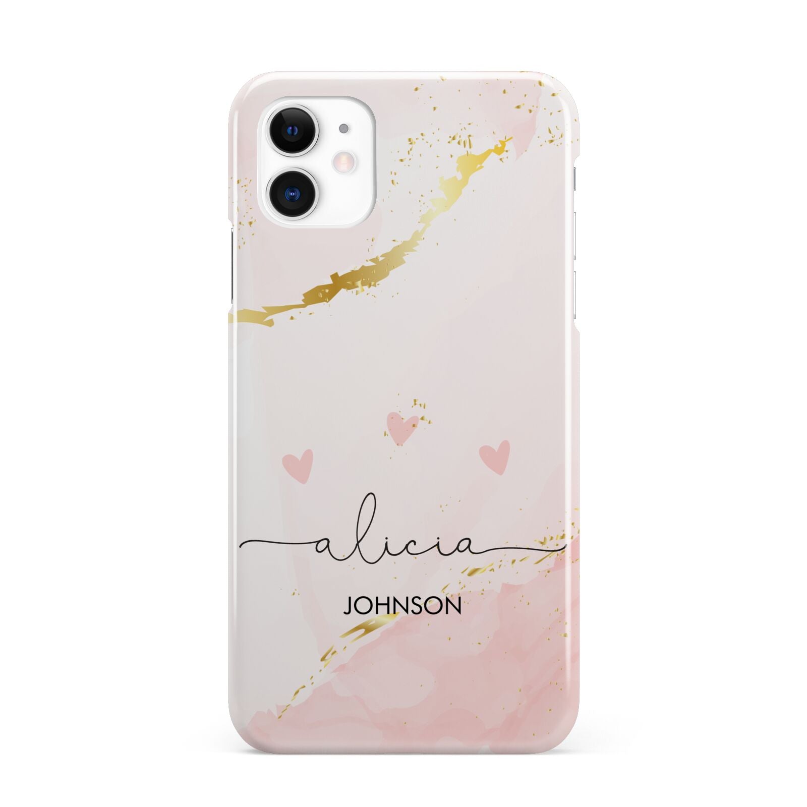 Personalised Pink Gold Marble Names iPhone 11 3D Snap Case