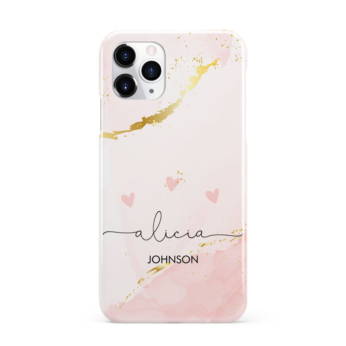 Personalised Pink Gold Marble Names iPhone 11 Pro 3D Snap Case