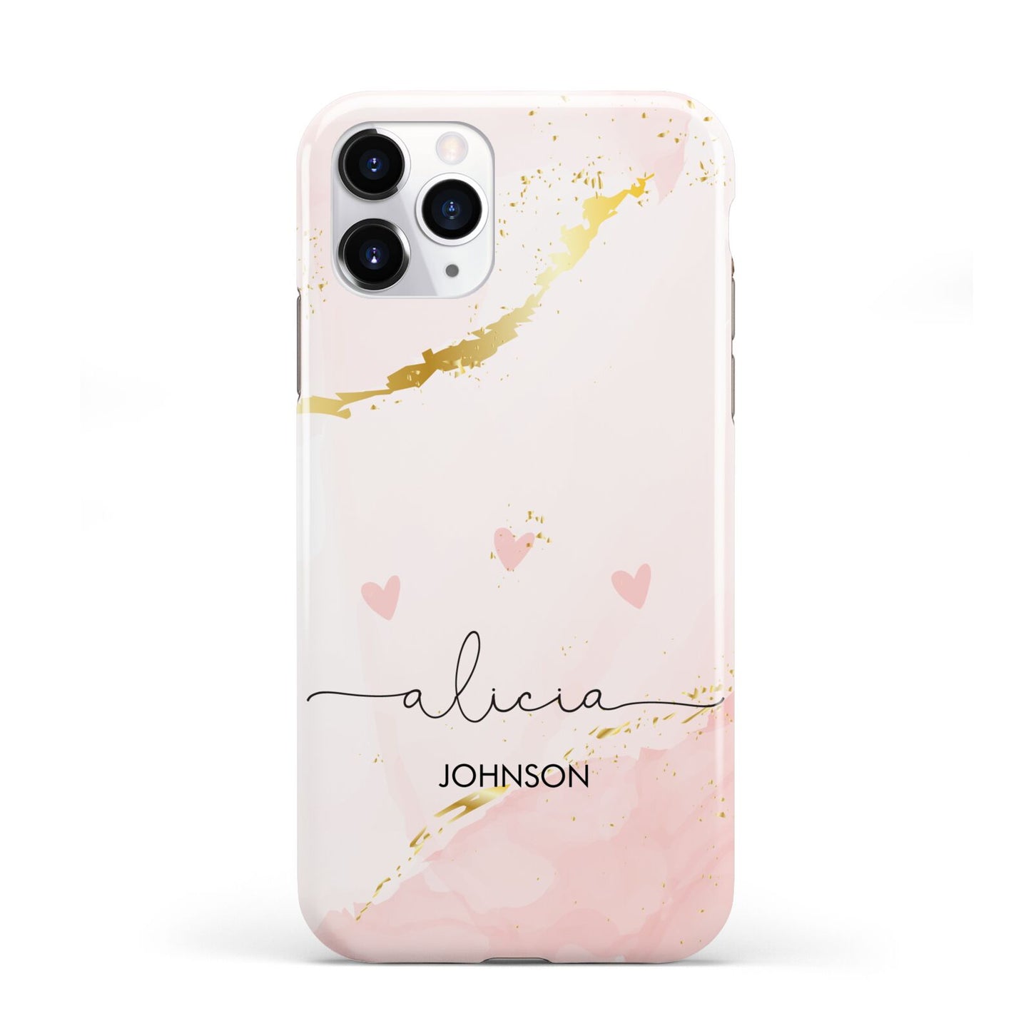 Personalised Pink Gold Marble Names iPhone 11 Pro 3D Tough Case