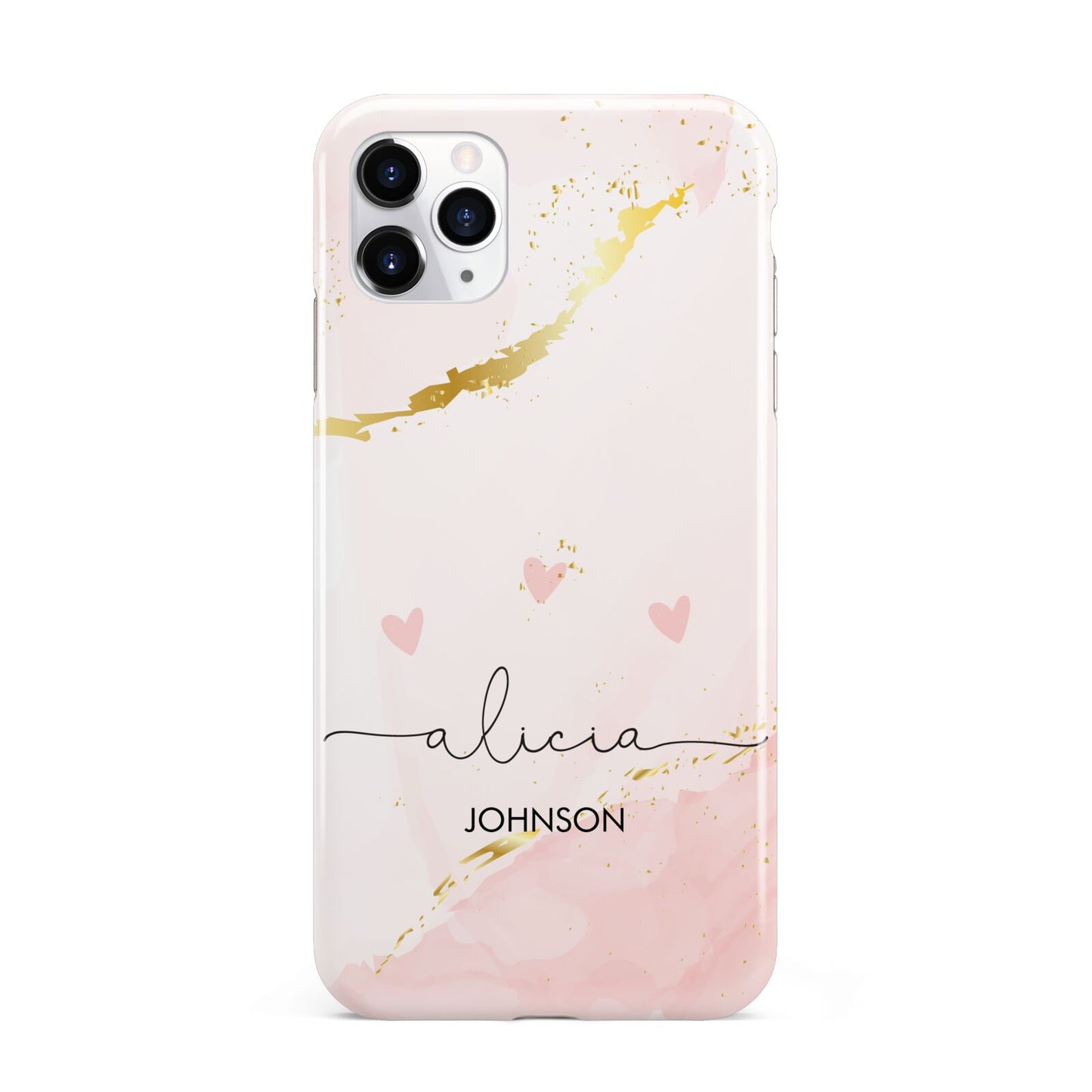Personalised Pink Gold Marble Names iPhone 11 Pro Max 3D Tough Case