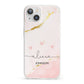 Personalised Pink Gold Marble Names iPhone 13 Clear Bumper Case