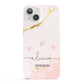 Personalised Pink Gold Marble Names iPhone 13 Full Wrap 3D Snap Case