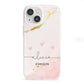 Personalised Pink Gold Marble Names iPhone 13 Mini Clear Bumper Case