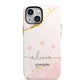 Personalised Pink Gold Marble Names iPhone 13 Mini Full Wrap 3D Tough Case